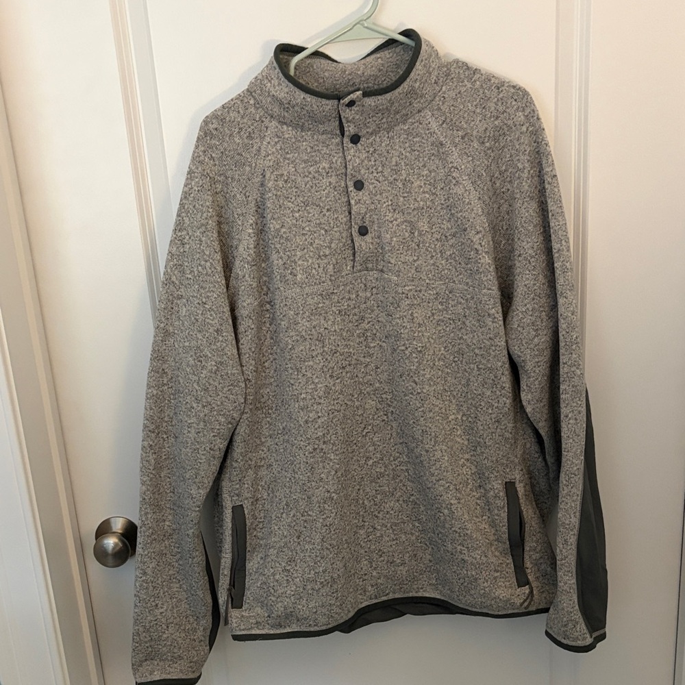 Gray Snap-Up Pullover Sweater